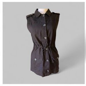 United By Blue Black Vest Size XS Cinched Tie Waist Organic Cotton Eco Friendly